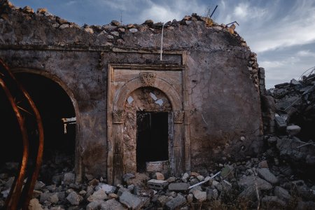 Views in June of 2019 of ruined buildings around the center of Shingal (Sinjar) town 47