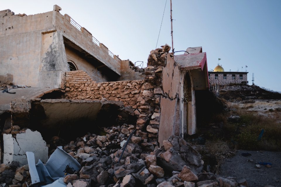 Views in June of 2019 of ruined buildings around the center of Shingal (Sinjar) town 41