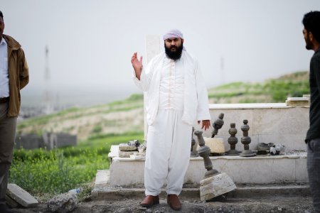 Views in May 2019 at the reconstruction of the Ezidi Shrine of Maawi overlooking Shingal, following the shrine's destruction by the Islamic State 30