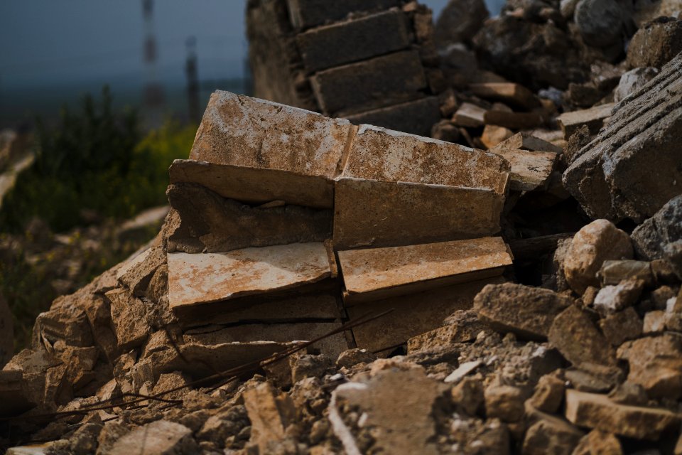 Views in May 2019 at the reconstruction of the Ezidi Shrine of Maawi overlooking Shingal, following the shrine's destruction by the Islamic State 13
