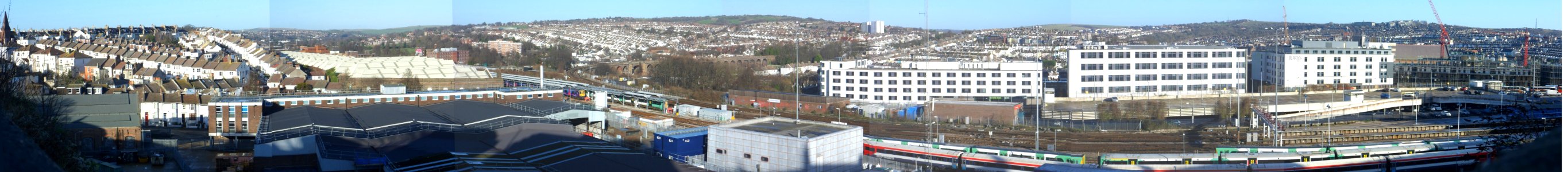 Views of Brighton - Panorama from Howard Place towards Preston Park, Hollingdean, Hanover etc (December 2013)