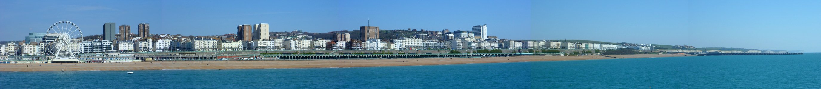 Views of Brighton - Panorama from End of Palace Pier (Aquarium to Beachy Head)