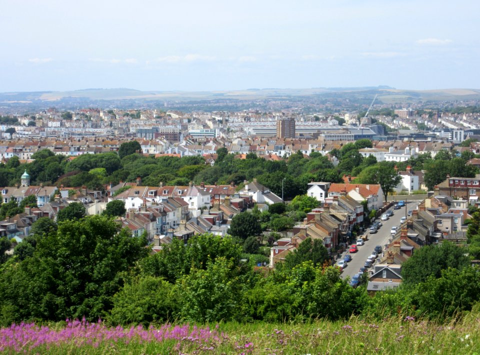 Views of Brighton - Brighton Station area seen from Whitehawk Hill, Brighton (July 2015)
