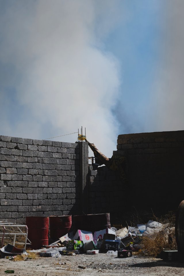 Views of fires spreading in summer of 2019 across villages near Shingal, being put out by Ezidi volunteers 02