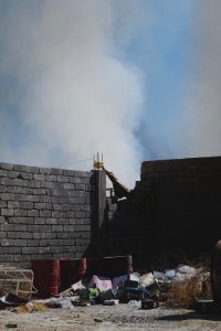Views of fires spreading in summer of 2019 across villages near Shingal, being put out by Ezidi volunteers 02