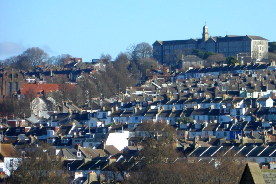 Views of Brighton and Hove - Brighton General Hospital viewed from Fenchurch Walk, New England Quarter