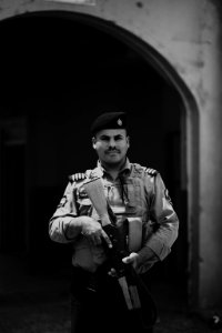 Views of Shia Kurdish police officer at the Shia shrine of Zakr Al-Deen in Shingal in April of 2019, following its destruction by the Islamic State 43