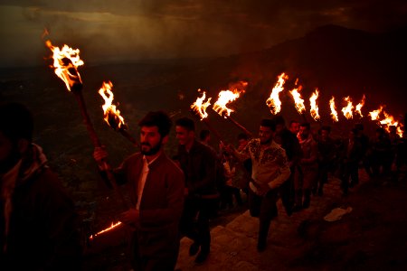 Views of the fire walk for the Newroz festival in Akre in 2018 10