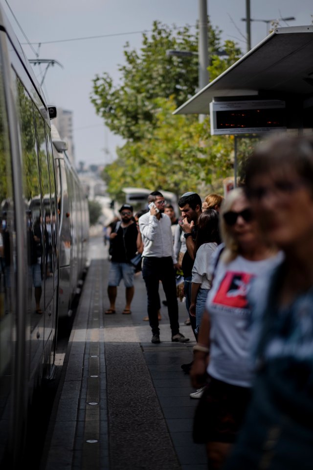 Views of the Jaffa Street train going to Central Station in Jerusalem 03