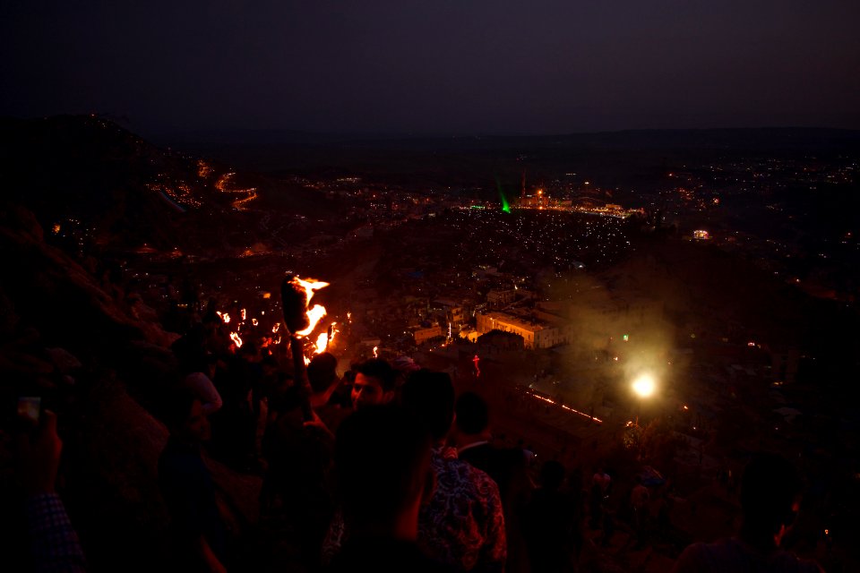 Views of the fire walk for the Newroz festival in Akre in 2018 16