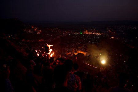 Views of the fire walk for the Newroz festival in Akre in 2018 16