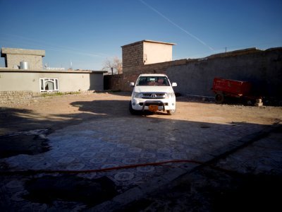 Views of the foundation of a destroyed home in the war with the Islamic State in Wardik village