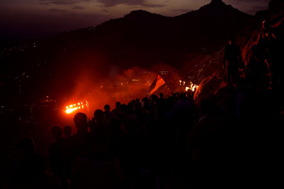 Views of the fire walk for the Newroz festival in Akre in 2018 15
