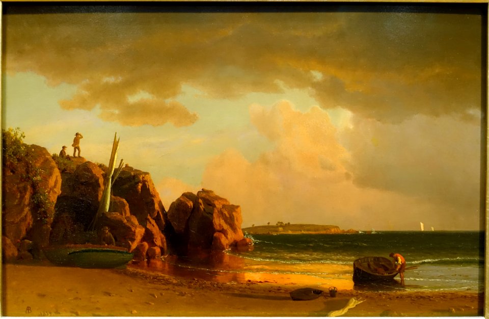 View Near Newport, by Albert Bierstadt, 1859, oil on millboard - Currier Museum of Art - Manchester, NH - DSC07509