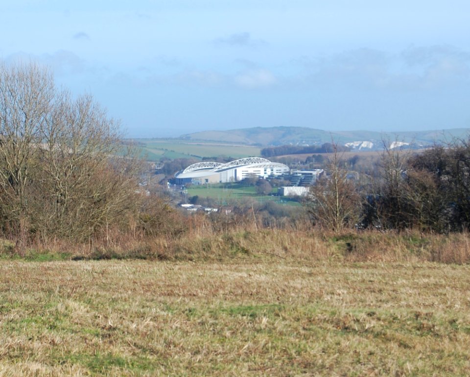View of Amex Stadium from Hollingbury Hill, Brighton (February 2020) (2)