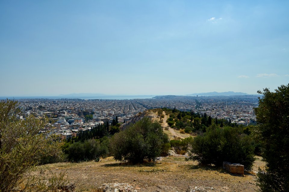 View of Attica and the Saronic Gulf from Philopappos Hill on June 30, 2020