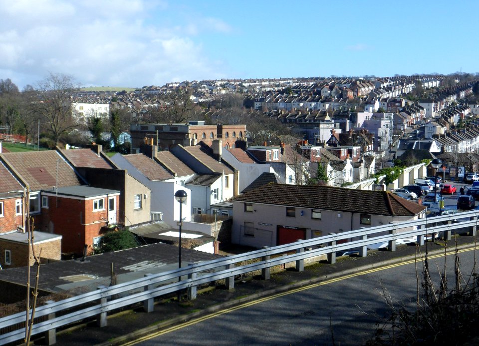 View of Bear Road area from D'Aubigny Road, Round Hill, Brighton (February 2014) (1)