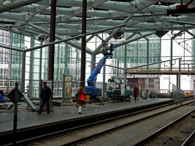 View on the transparent roof and glass walls of station The Hague Central; high resolution image by FotoDutch, June 2013 photo
