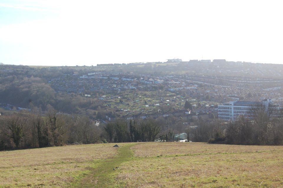 View of Bear Road and Coombe Road area from Hollingbury Hill, Brighton (February 2020) (2)