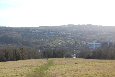 View of Bear Road and Coombe Road area from Hollingbury Hill, Brighton (February 2020) (2)