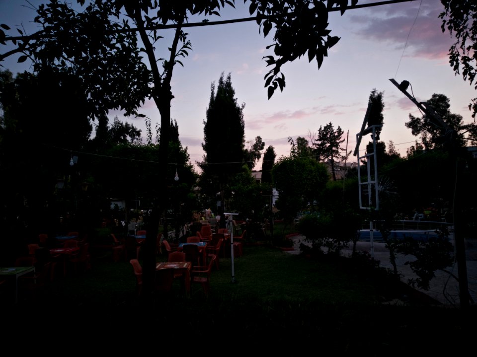 View of an outdoor tea lounge in the Iskan neighborhood in Erbil