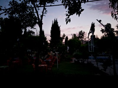 View of an outdoor tea lounge in the Iskan neighborhood in Erbil