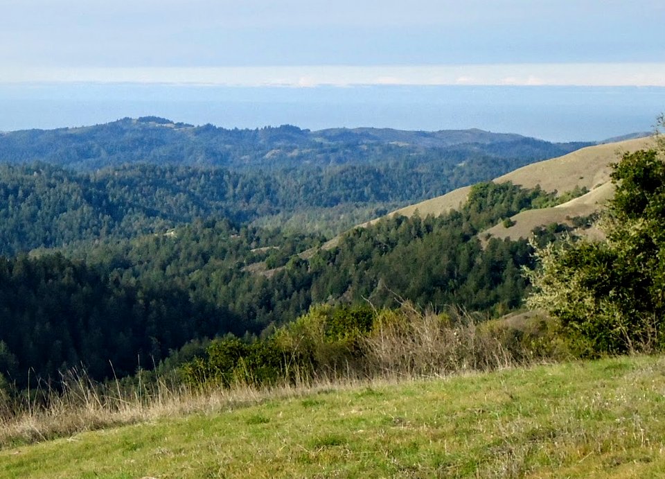 View looking westward from Santa Cruz Mountains toward the Pacific Ocean