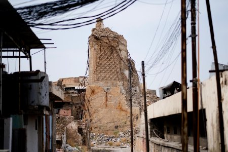 Views around the ruins of Al-Nuri Mosque in Mosul summer of 2019, after its destruction by the Islamic State 01