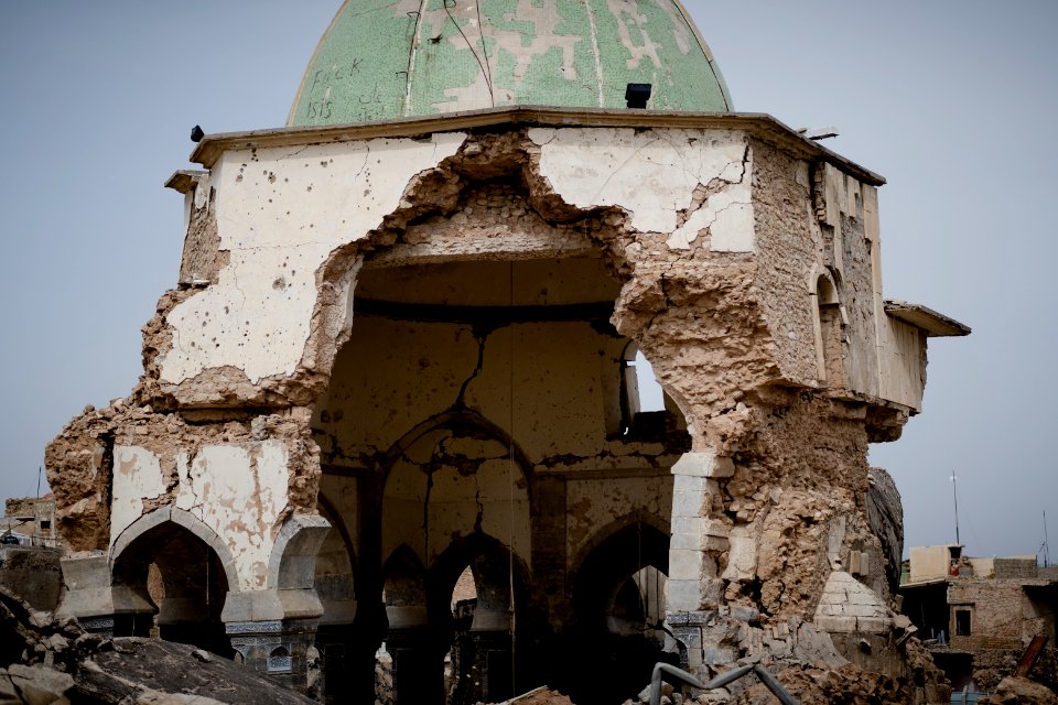 Views around the ruins of Al-Nuri Mosque in Mosul summer of 2019, after its destruction by the Islamic State 03