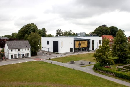 View of Kongernes Jelling from the southern mound of Jelling, July 2015