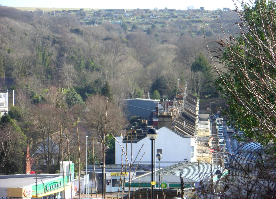 View of Newmarket Road and Cemeteries from D'Aubigny Road, Round Hill, Brighton (February 2014)