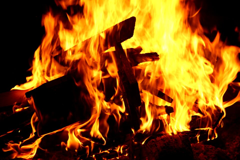 Fire an outbreak of flames