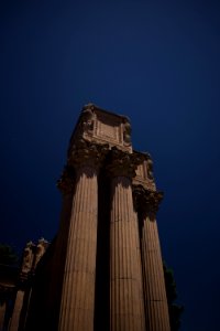 View of columns at the Palace of Fine Arts in San Francisco
