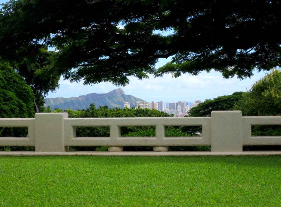 View of Diamond Head from great lawn of Spalding House, (Honolulu)