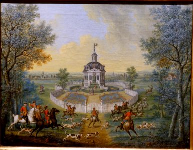 View of Dianaburg from the east, by Georg Adam Eger, Darmstadt, c. 1765, oil on canvas - Hessisches Landesmuseum Darmstadt - Darmstadt, Germany - DSC01196