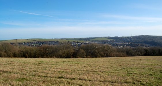 View of Moulsecoomb from Hollingbury Hill, Brighton (February 2020)