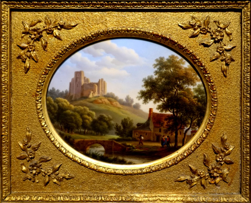 View of Montoire fortress (department Loir et Cher), Jean-Baptiste-Gabriel Langlace, before 1844, painting on porcelain - Villa Vauban - Luxembourg City - DSC06519