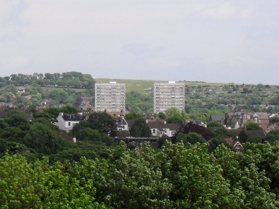 View from Hampstead Road, Preston Village, Brighton (May 2010) (Looking E towards Hollingdean Flats)