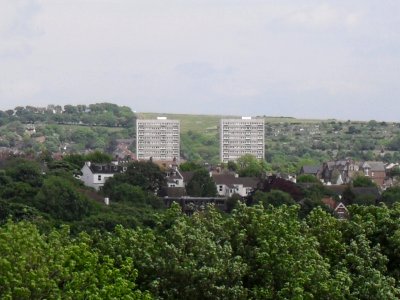 View from Hampstead Road, Preston Village, Brighton (May 2010) (Looking E towards Hollingdean Flats)