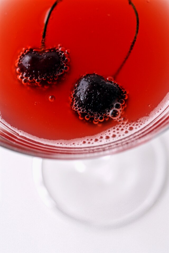Cocktail bubbles martini glass