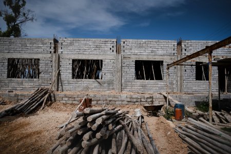 View of the newly built Ezidi temple Koba Ezi being constructed in Sinjar 09