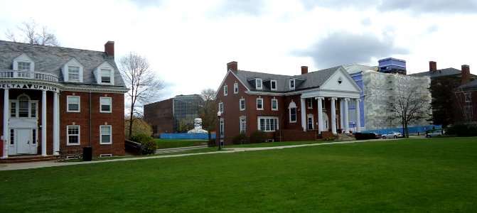 View from fraternity quadrangle at the University of Rochester