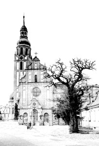 Black and white buildings temple