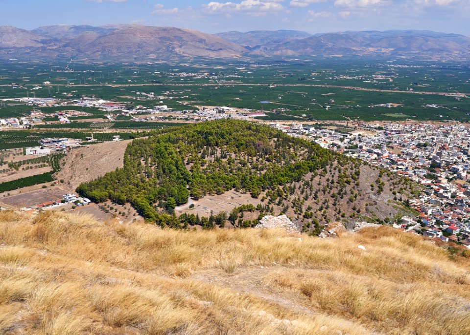 View of the Hill Aspida from Larissa Castle in Argos on September 5, 2020