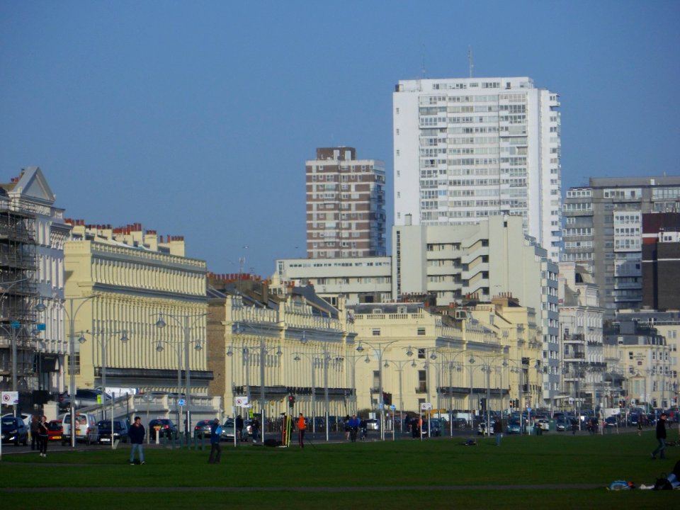 View towards Brunswick Terrace and Sussex Heights from Hove Lawns (April 2013) (2)
