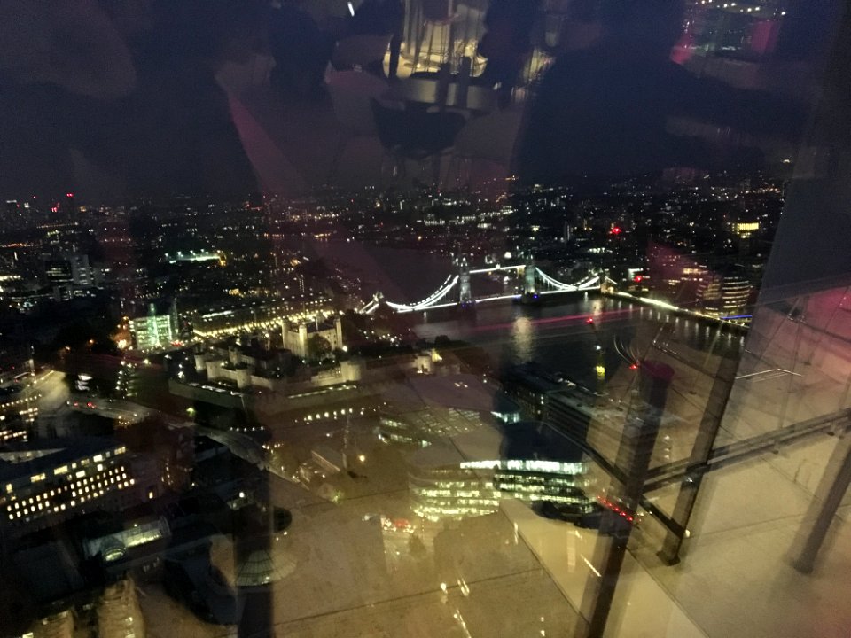 View of the Tower of Lodon at night from Sky Garden, Walkie-Talkie - 2 May 2017