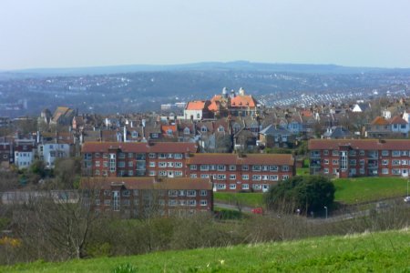 View towards St Luke's School from Whitehawk Hill Transmitting Station, Brighton (April 2013) (1)