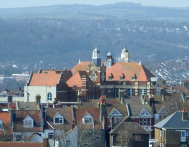 View towards St Luke's School from Whitehawk Hill Transmitting Station, Brighton (April 2013) (2)