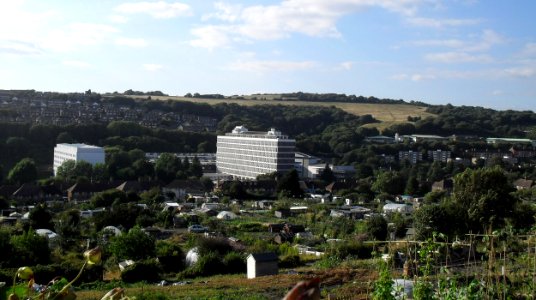 View towards Moulsecoomb and Hollingdean from Canfield Close, near Coombe Road, Brighton (July 2010)