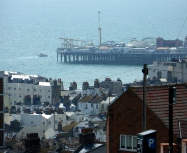 View towards Palace Pier from Donald Hall Road, Bristol Estate, Brighton (April 2013)